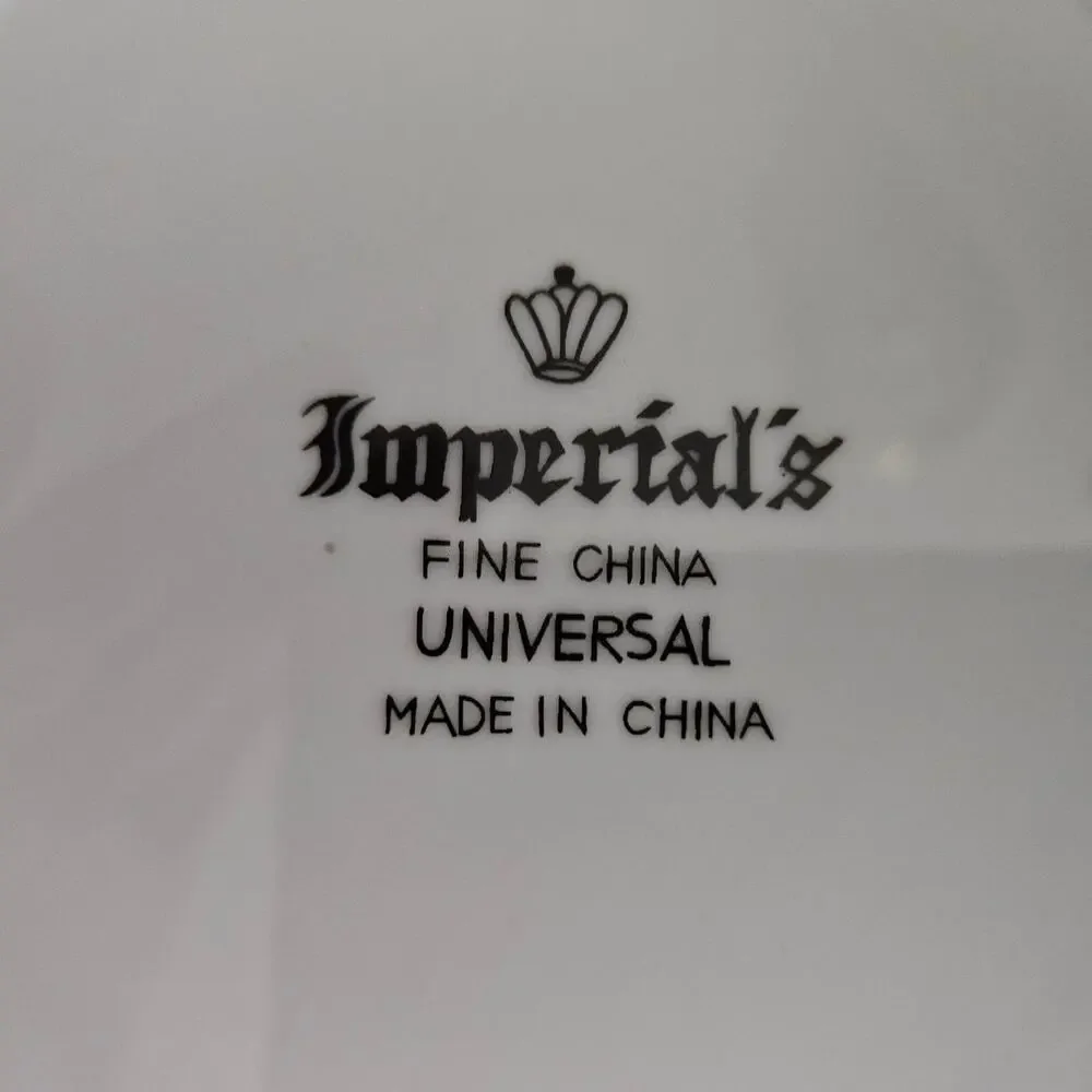 Imperial's Universal Fine China Floral Salad Plates Gold Trim Set of 4